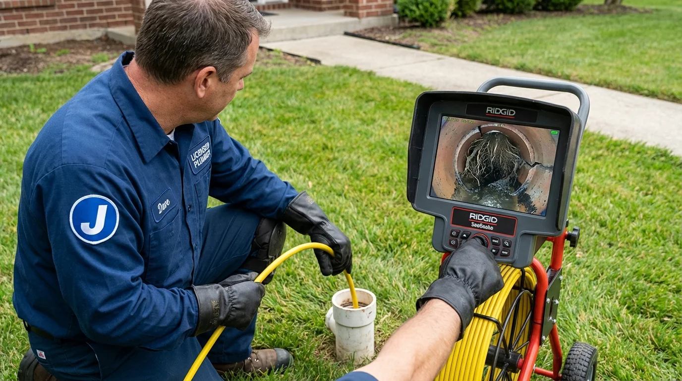 Sewer camera inspection being performed by Johns Plumbing LLC in Lancaster